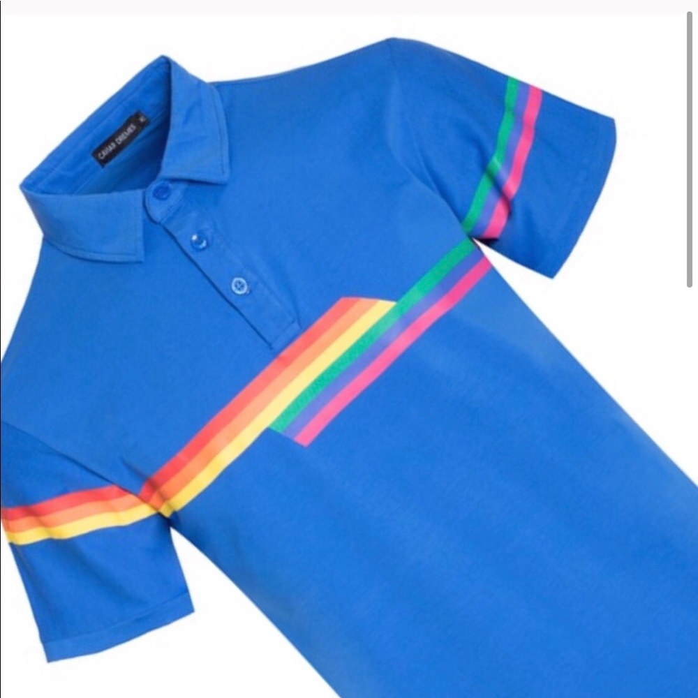 NWT Men’s Blue Retro Polo - Picture 2 of 4